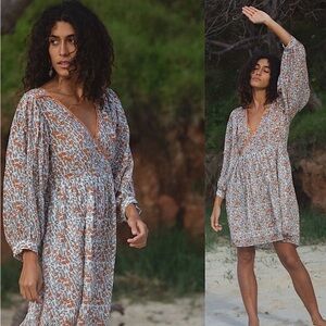 Daughters of India Floral Dress in Orange and White